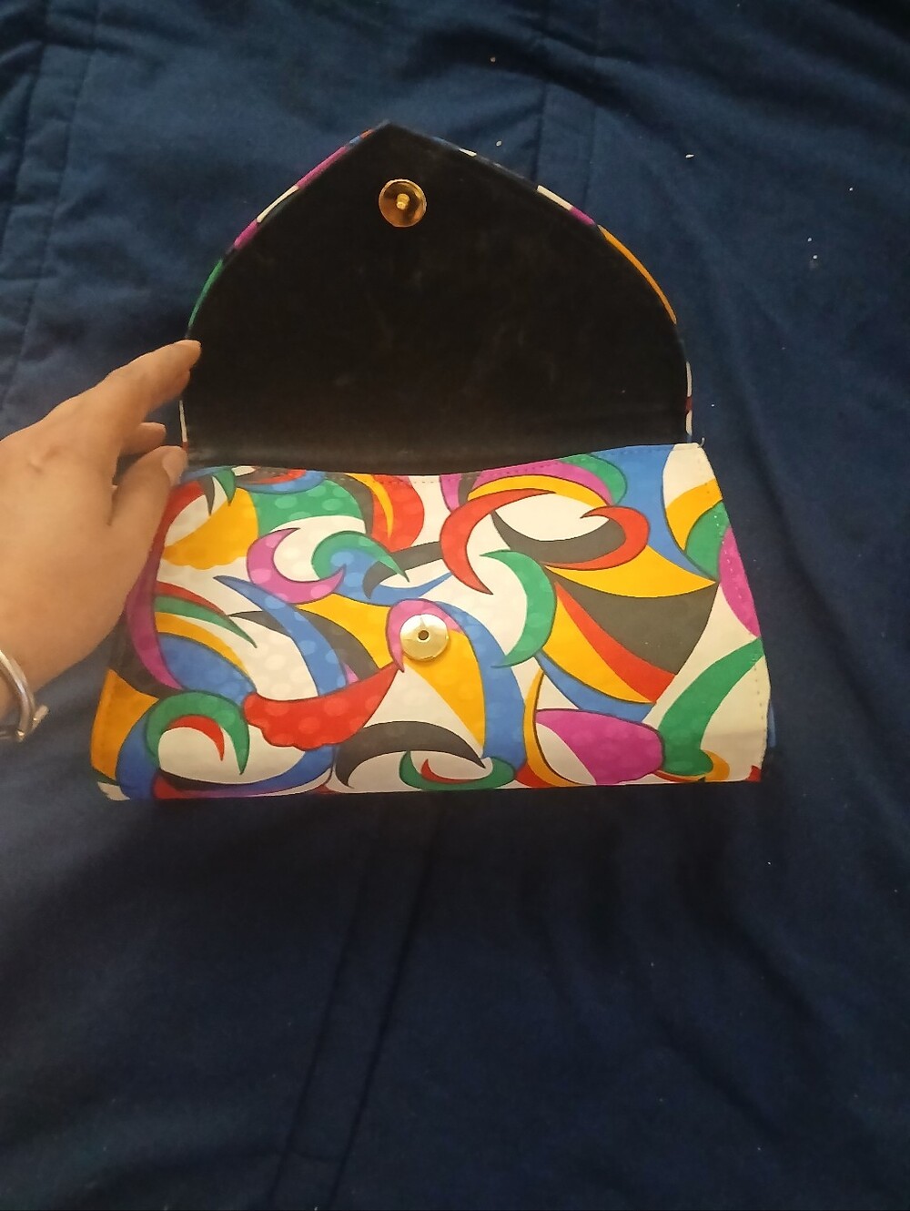 Vintage 1980s Life Stride Multicolored Envelope Clutch Post Modern,Colorful - Picture 2 of 12